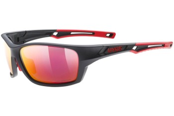 Sunglasses uvex sportstyle 232 P Black Mat / Red S3 Polarized Rechteck Schwarz