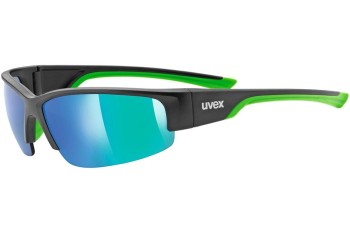 Sunglasses uvex sportstyle 215 Matte Black / Green S3 Rechteck Schwarz