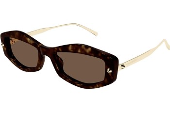 Sonnenbrille Alexander McQueen AM0482S 002 Rechteck Havanna