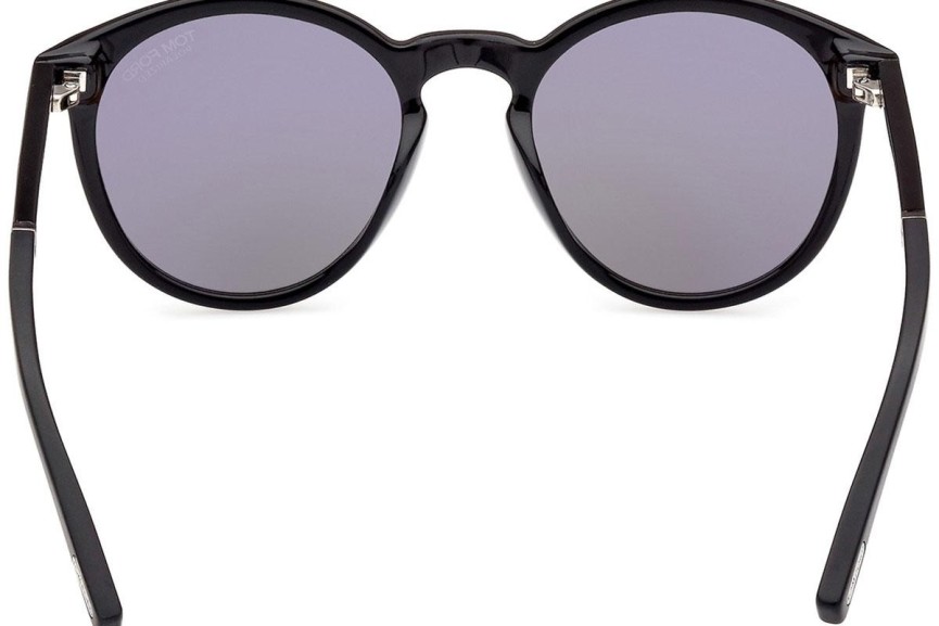 Sonnenbrille Tom Ford FT1021-N 01D Polarized Rund Schwarz