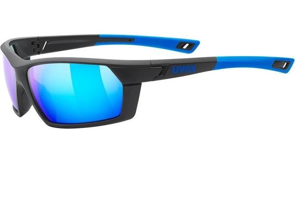 Sonnenbrille uvex sportstyle 225 Black / Blue Mat S3 Rechteck Schwarz