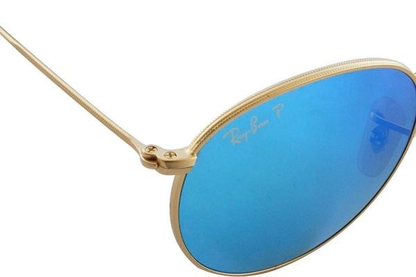 Sonnenbrille Ray-Ban Round Metal Flash Lenses RB3447 112/4L Polarized Rund Gold