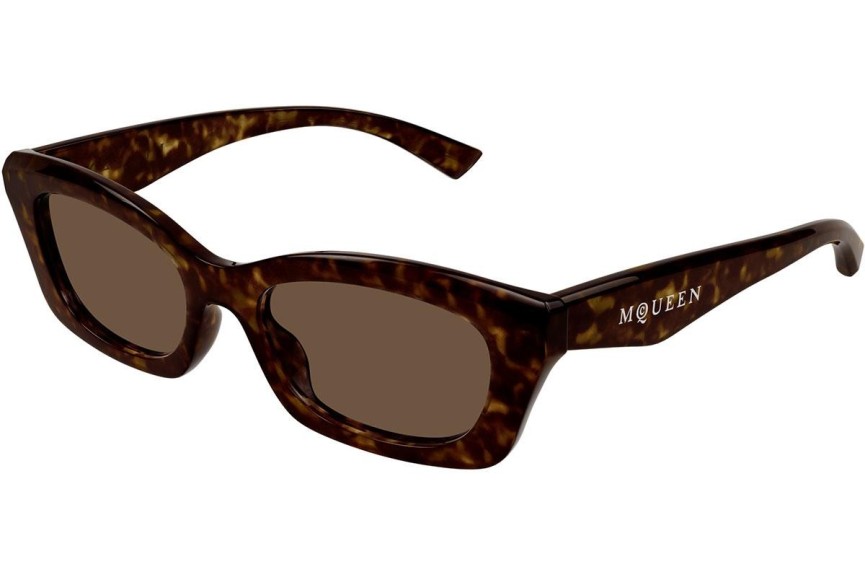 Sonnenbrille Alexander McQueen AM0474S 002 Rechteck Havanna