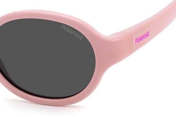 Sunglasses Polaroid Junior PLDK004/S 35J/M9 Polarized Oval Rosa