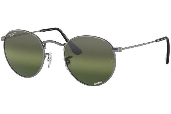 Sonnenbrille Ray-Ban Round Metal RB3447 004/G4 Polarized Rund Grau