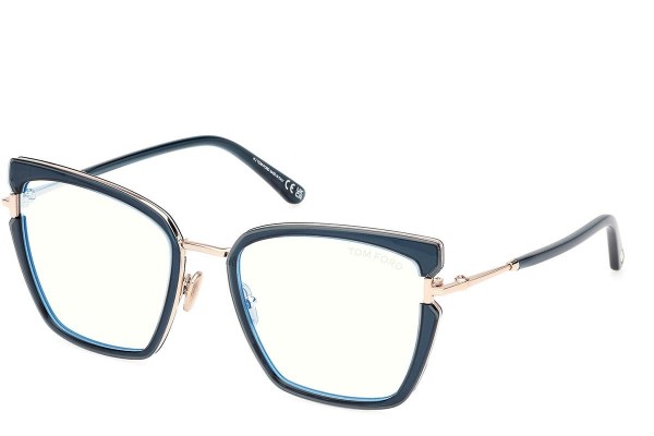 Brillen Tom Ford FT5984-B 092 Cat Eye Blau