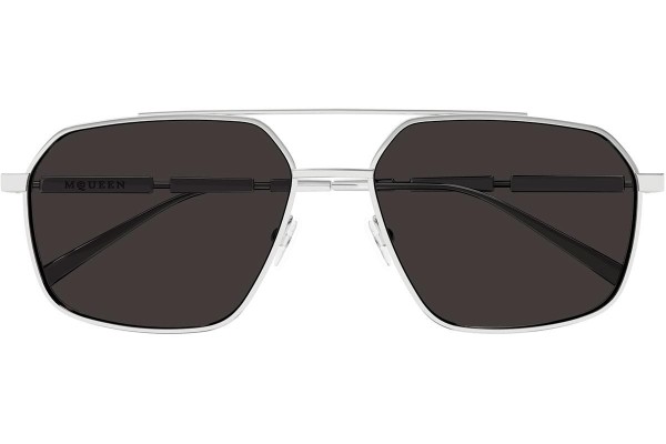 Sonnenbrille Alexander McQueen AM0477S 001 Pilot Silber