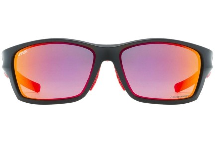 Sonnenbrille uvex sportstyle 232 P Black Mat / Red S3 Polarized Rechteck Schwarz