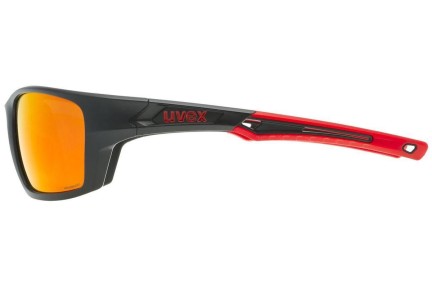 Sonnenbrille uvex sportstyle 232 P Black Mat / Red S3 Polarized Rechteck Schwarz