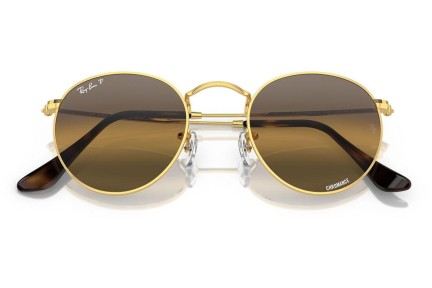 Sonnenbrille Ray-Ban Round Metal RB3447 001/G5 Polarized Rund Gold