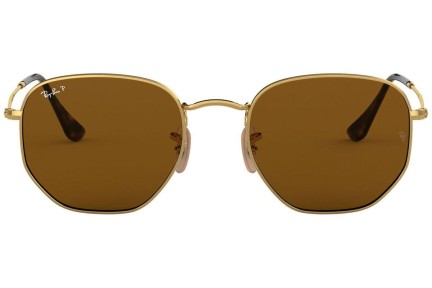 Sunglasses Ray-Ban Hexagonal Flat Lenses RB3548N 001/57 Polarized Rund Gold