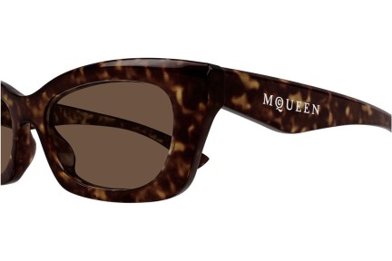 Sonnenbrille Alexander McQueen AM0474S 002 Rechteck Havanna